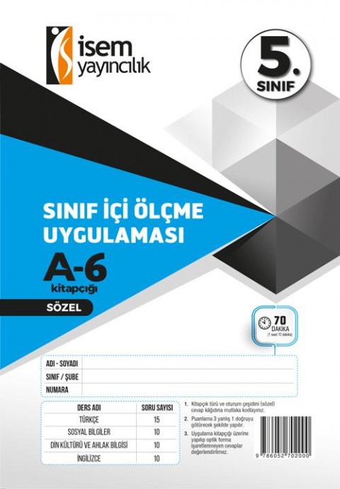 İSEM 5. SINIF SAY-SÖZ SINIF İÇİ ÖLÇME UYGULAMASI - 6