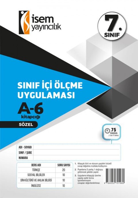 İSEM 7. SINIF SAY-SÖZ SINIF İÇİ ÖLÇME UYGULAMASI - 6
